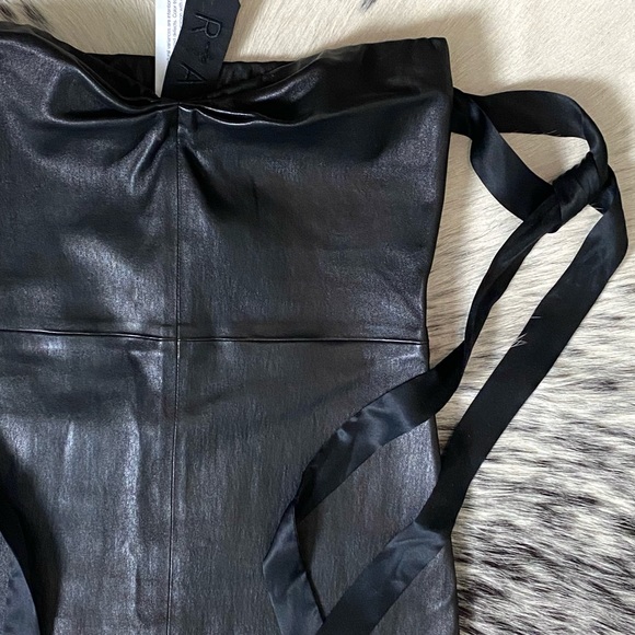RTA “JULIENNE” OFF-SHOULDER LEATHER MINI DRESS, SZ 2 BLACK NWT! - Picture 4 of 12